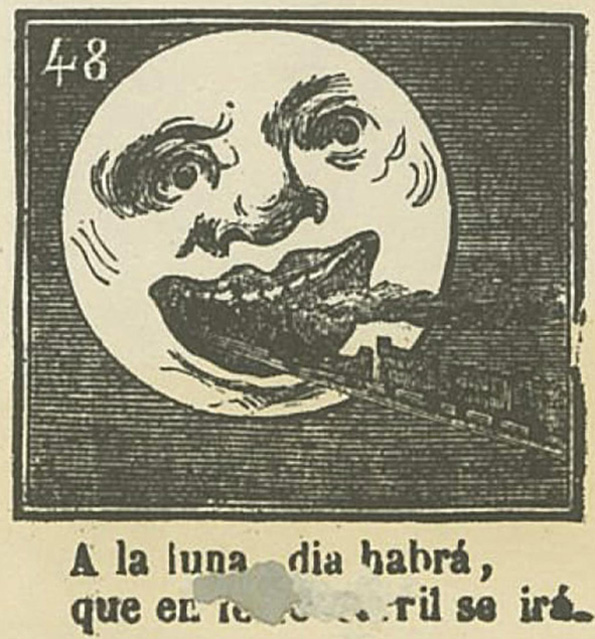 Viajes en Ferrocarril en una aleluya de 1867. Fuente: Colección Bernardo Riego