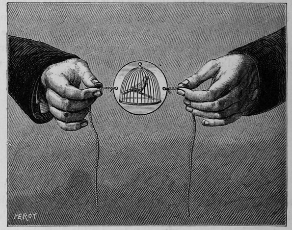 Grabado de Pérot, en Tissandier, Gaston, Les récréations scientifiques ou l’enseignement par le jeu. Paris:  G. Masson, 1884, cuarta edición, p. 126.